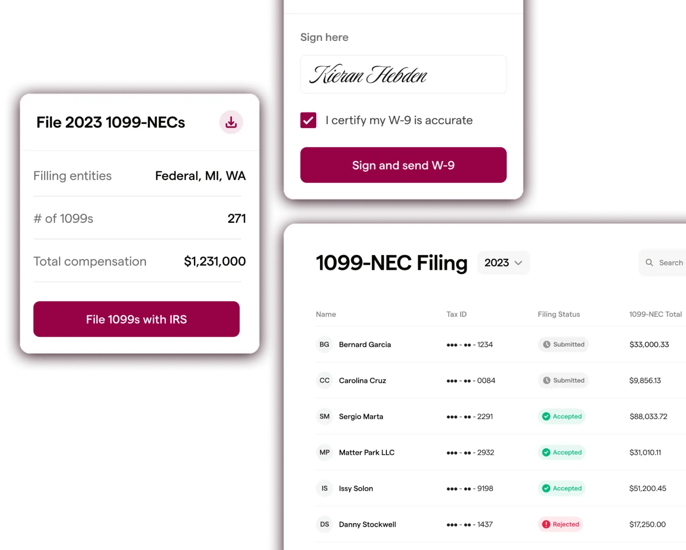 1099 compliance workflows in Wingspan